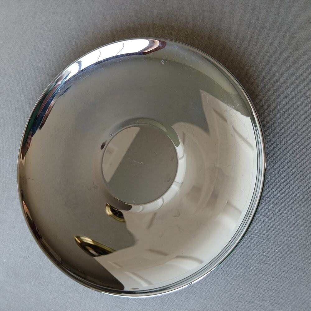 Kromex Serving Set 4" polka dot glass, lid, & 2 silver chrome plates VTG 50s MCM - Picture 11 of 16